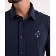 Chemise manches longues texturée bleu marine