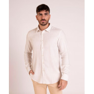 Chemise manches longues à rayures blanches et beiges