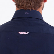 Chemise manches courtes à broderies bleu marine