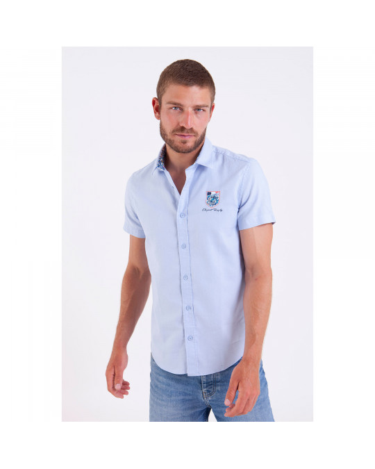 Chemise manches courtes bleu ciel