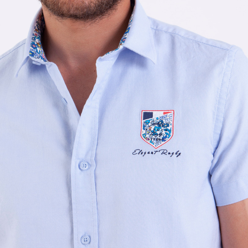 Chemise manches courtes bleu ciel