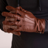 Gants marron en cuir avec doublure polaire