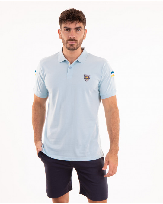 Polo manches courtes avec badge PVC poitrine