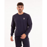 Sweat molleton uni bleu marine avec badge PVC