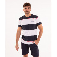 T-shirt manches courtes rayé bleu et blanc
