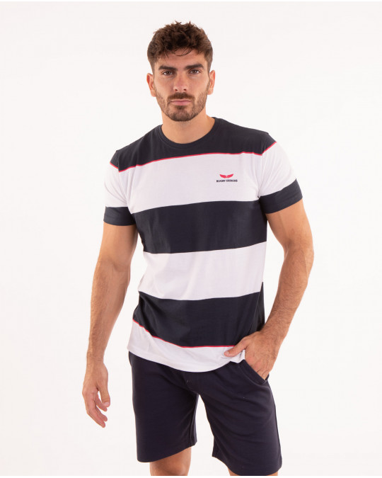 T-shirt manches courtes rayé bleu et blanc