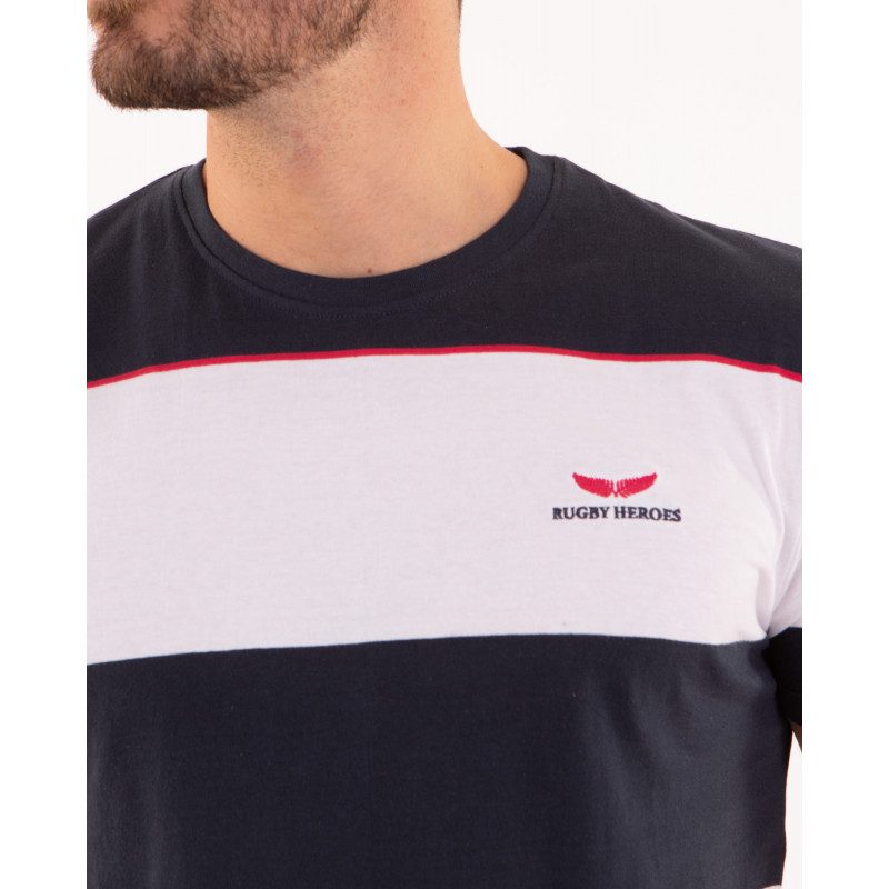 T-shirt manches courtes rayé bleu et blanc