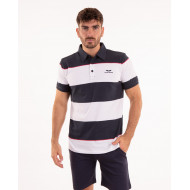 Maillot manches courtes rayé bleu marine et blanc