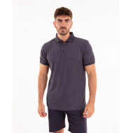 Maillot manches courtes bleu marine à motifs