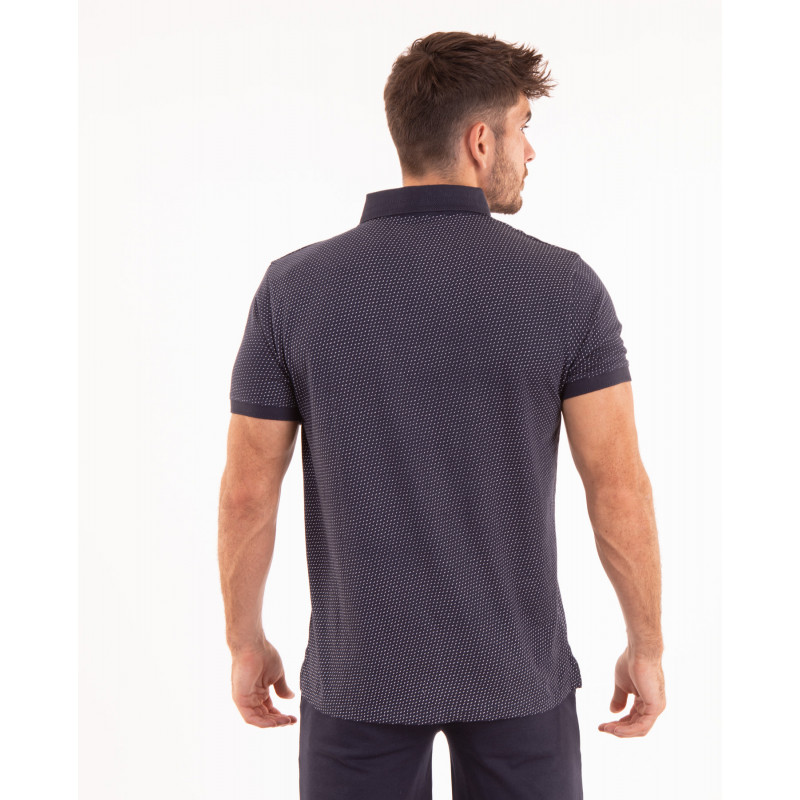 Maillot manches courtes bleu marine à motifs