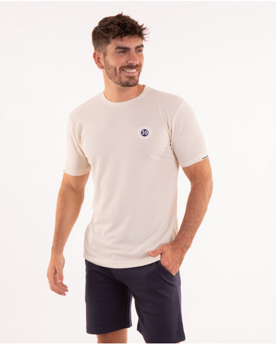 T-shirt manches courtes uni en maille piquée