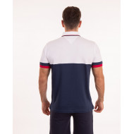 Maillot manches courtes bicolore avec vignettes tissées