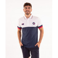 Maillot manches courtes bicolore avec vignettes tissées