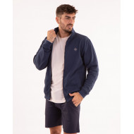 Sweat zippé à col montant uni bleu