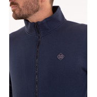Sweat zippé à col montant uni bleu