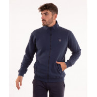 Sweat zippé à col montant uni bleu