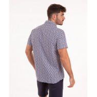 Chemise manches courtes à petites fleurs bleu