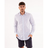 Chemise manches longues à motifs fleuri bleu ciel