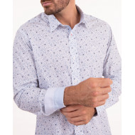 Chemise manches longues à motifs fleuri bleu ciel