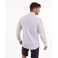 Chemise manches longues à motifs fleuri bleu ciel