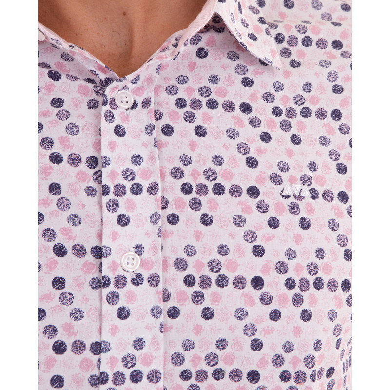 Chemise manches courtes rose à motifs