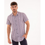 Chemise manches courtes à motifs fleuri rose