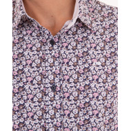 Chemise manches courtes à motifs fleuri rose