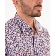 Chemise manches courtes à motifs fleuri rose