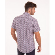 Chemise manches courtes à motifs fleuri rose