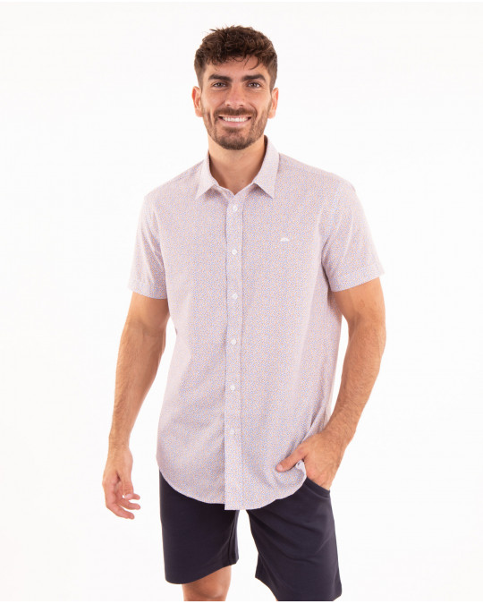 Chemise manches courtes à fleurs jaune