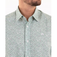 Chemise manches courtes verte à fleurs