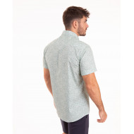 Chemise manches courtes verte à fleurs