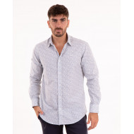 Chemise manches longues à motifs fleuri blanc