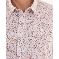 Chemise manches courtes à motifs fleuri blanc