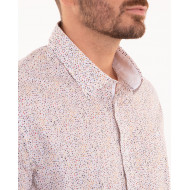 Chemise manches courtes à motifs fleuri blanc