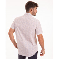 Chemise manches courtes à motifs fleuri blanc