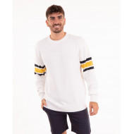 Pull manches longues avec bandes tricolores sur les manches
