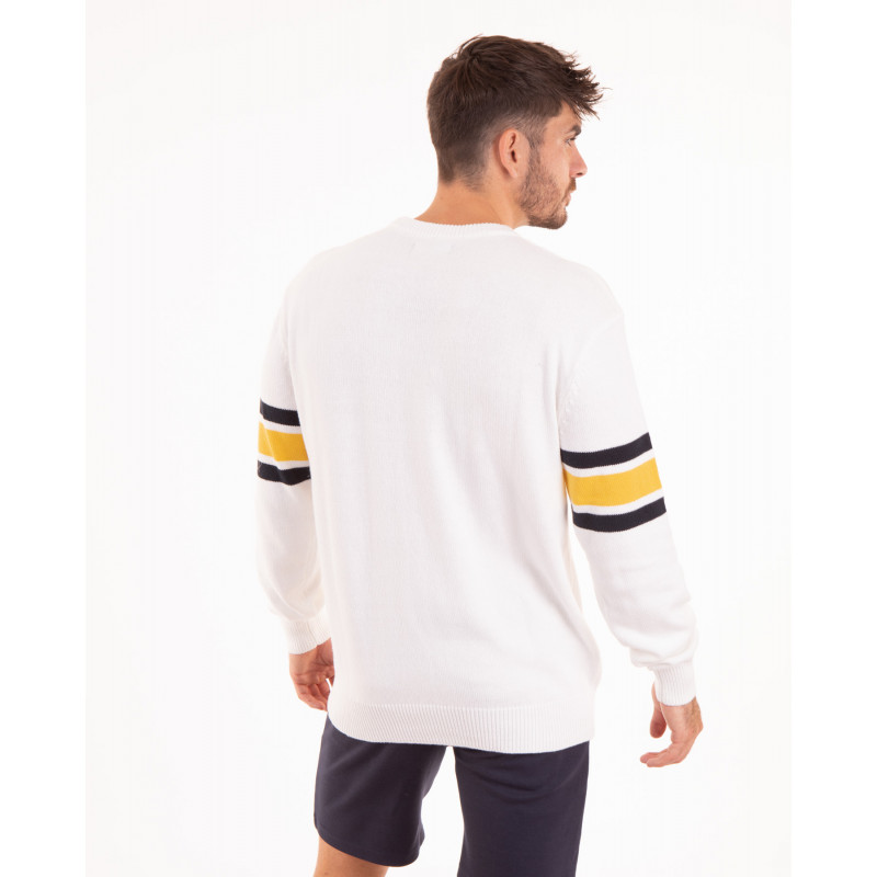 Pull manches longues avec bandes tricolores sur les manches