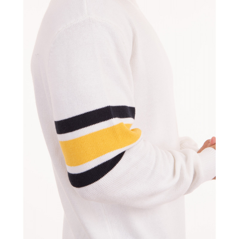 Pull manches longues avec bandes tricolores sur les manches