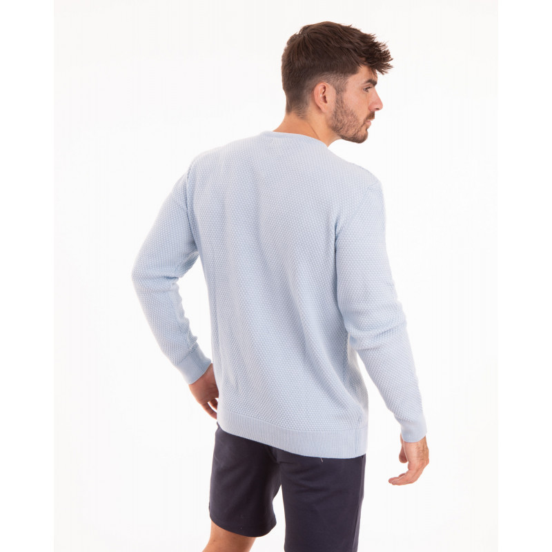 Pull manches longues uni en maille cloquée