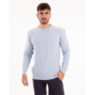 Pull manches longues uni en maille cloquée