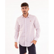 Chemise manches longues imprimée fleurs rose