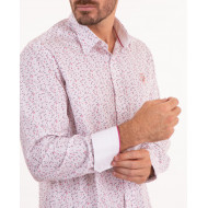 Chemise manches longues imprimée fleurs rose