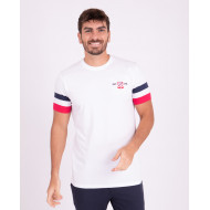 T-shirt avec bandes tricolores sur les manches