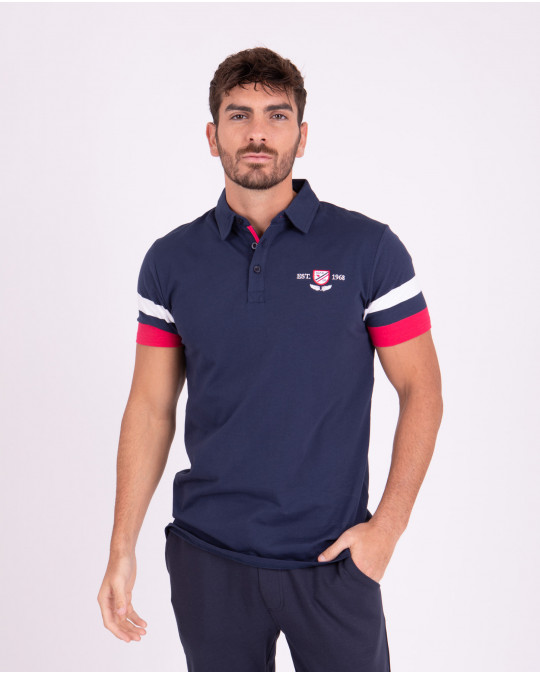Polo avec bandes tricolores sur les manches