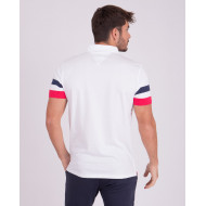 Polo avec bandes tricolores sur les manches