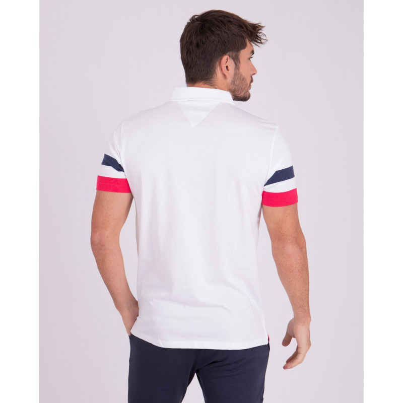 Polo avec bandes tricolores sur les manches