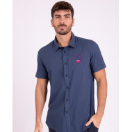 Chemise manches courtes unie en voile de coton