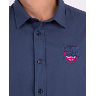 Chemise manches courtes unie en voile de coton