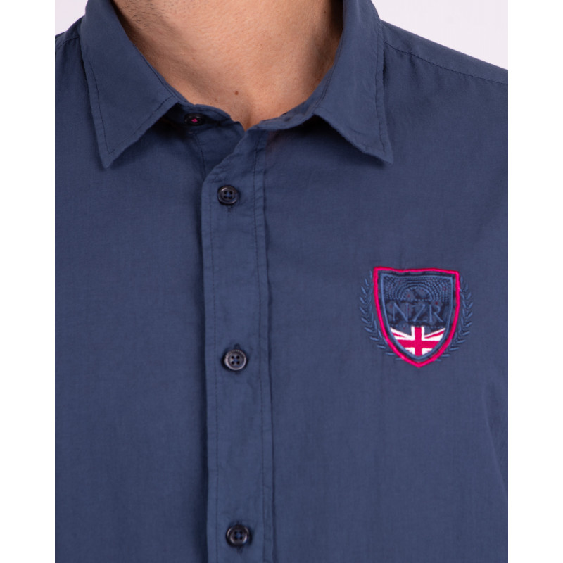 Chemise manches courtes unie en voile de coton